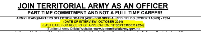 Indian Army Territorial Recruitment 2024